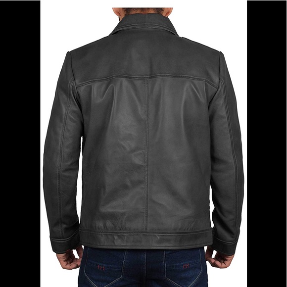 👑 Jose Men Real Leather Black Jacket G92 - Picture 2 of 5